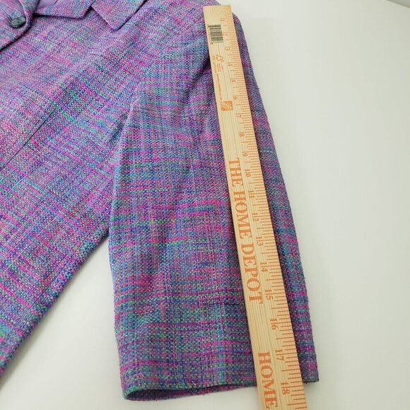 Vintage Vinci Clothiers Silk Set Womens Size 14 Jacket Midi Skirt Purple Career - Picture 16 of 16